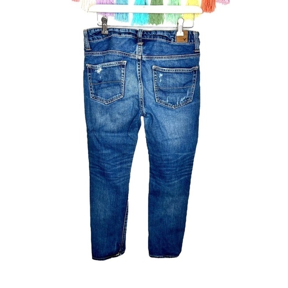American Eagle AEO Y2K Distressed Grunge Frayed Slouchy Mid Rise Jeans Size 4 - Picture 6 of 16